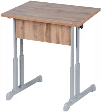 Парта одноместная прямые углы (рост 3-7) Белая ЛДСП/Серая кромка/Металл Серый_0