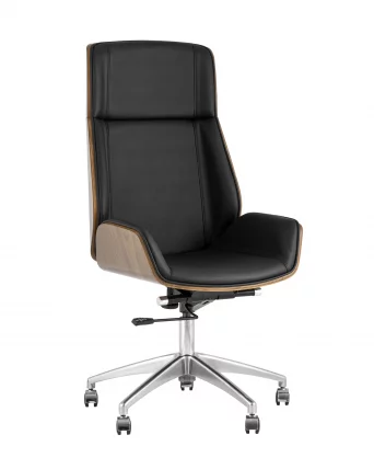 Кресло руководителя ТопЧаирс Cровн экокожа Черное / TopChairs Crown_0