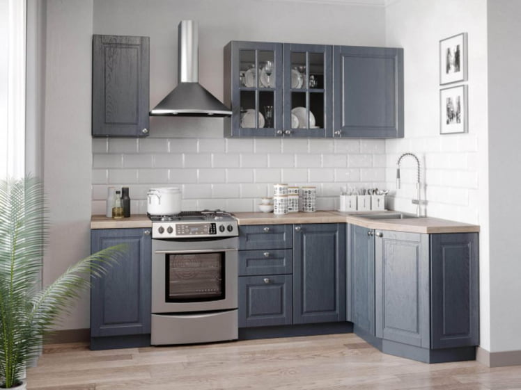 Кухонный гарнитур 2400 угловой Мокка №05 Черный Дуб фактурный антрацит_0