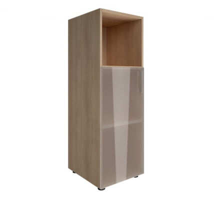 Шкаф книжный средний со стеклом без топа YALTA LT-SU 2.2Пр Снежная Платина_0