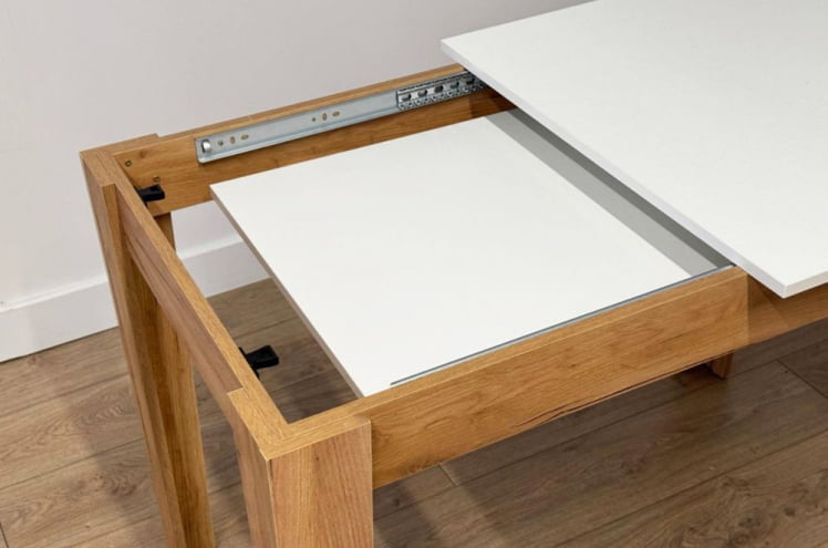 Стол обеденный раздвижной Цезарь белое дерево/дуб крафт золотой_7