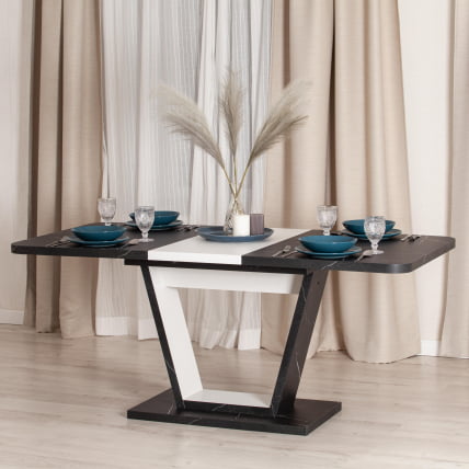 Стол обеденный VOX ЛДСП, 132-172x85x75,5 см, Мрамор черный/Белый_15