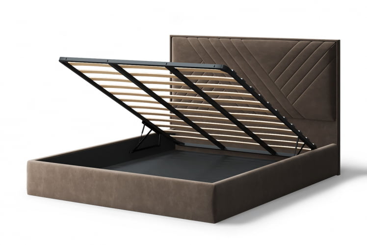 Кровать МИРА 2000*1200мм (без опор), велюр Бренди лайт 29 (коричневый), (б/основания, б/матраса)_2