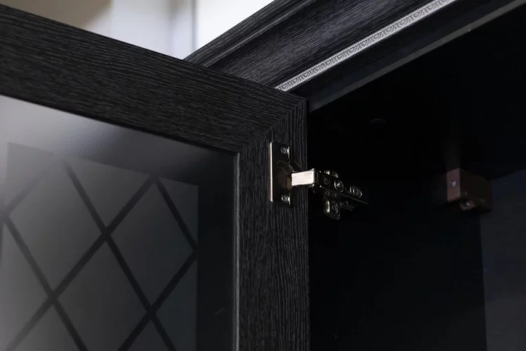 Шкаф кухонный 800 с открытой полкой со стеклом Италия ЛД 275.567.000 Черный Дуб темный_1