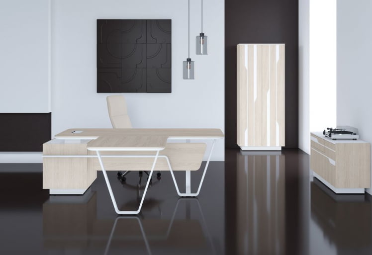 Стол руководителя левый Line СФ-571202.1 Дуб светлый Белый_2