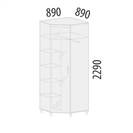 Шкаф угловой с зеркалом (лев/прав) Катрин 92.09 Дуб венге_1