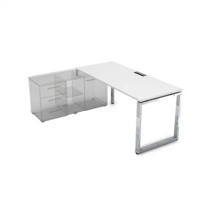 Стол рабочий, прямолинейный три опоры, левый GLOSS LINE НСТЛ-О.994 Белый Премиум_0
