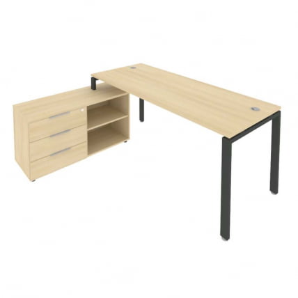 Рабочая станция на П-образном м/к с опорной тумбой левая Metal System БП.РС-СТС-2.5 Л Акация/Антрацит_0