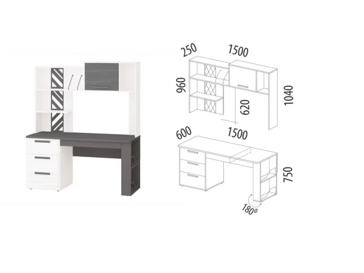 Стол с надстройкой (лев/прав) Аляска 63_1