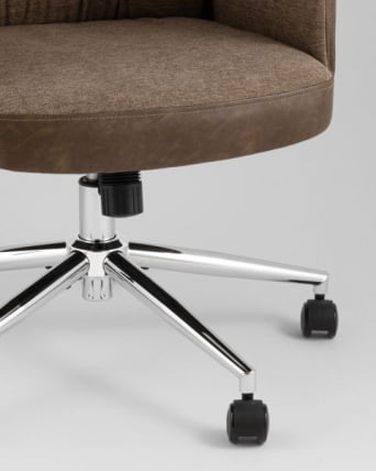 Кресло офисное TopChairs Neoma коричневый экокожа ткань_7