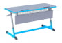 Парта двухместная NOMAD V с ручной регулировкой высоты  с антивандальной  полиуретановой кромкой (рост 4-6) Голубой/Серый_3680909