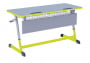 Парта двухместная NOMAD V с ручной регулировкой высоты  с антивандальной  полиуретановой кромкой (рост 4-6) Желтый/Серый_3680906