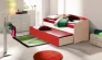 Кровать детская выдвижная Дуб молочный/Красный/Белый глянец_201664